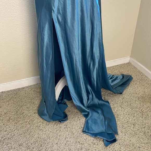 SHOWPO - PRECIOUS MAXI DRESS - PLUNGE CUT OUT DOUBLE SPLIT DRESS IN STEEL BLUE - Picture 7 of 12